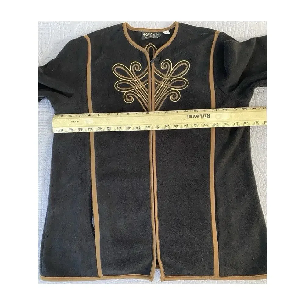 Bob Mackie Sz S Wearable Art Fleece Jacket L/S Women's Embroidered Full Zip - Picture 6 of 8